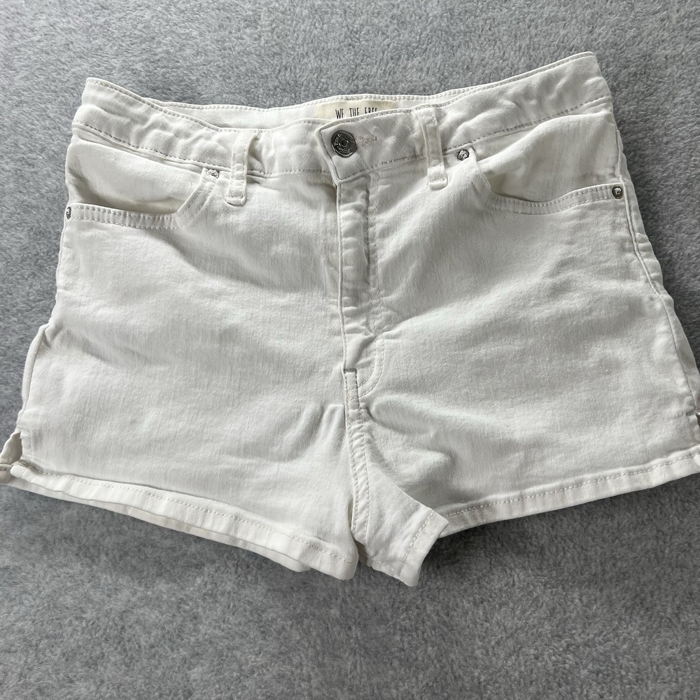 We The Free Womens White 29 Denim Short Shorts High Rise Vacation Wear Festival